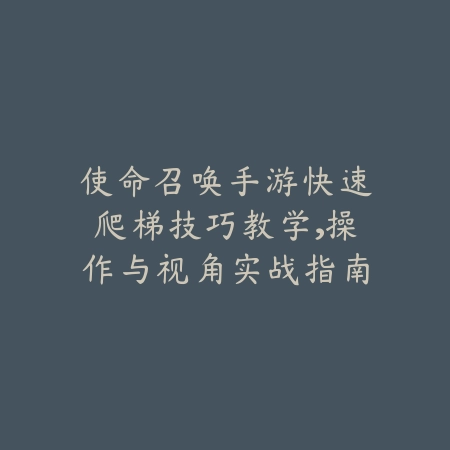 使命召唤手游快速爬梯技巧教学,操作与视角实战指南_绿色下载网_游戏攻略 使命召唤手游快速爬梯技巧教学,操作与视角实战指南-绿色下载网
