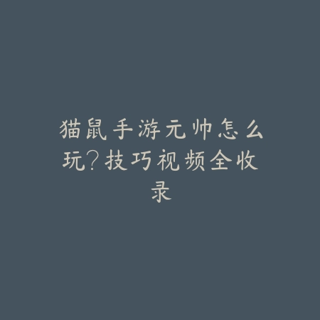 猫鼠手游元帅怎么玩？技巧视频全收录_绿色下载网_游戏攻略_